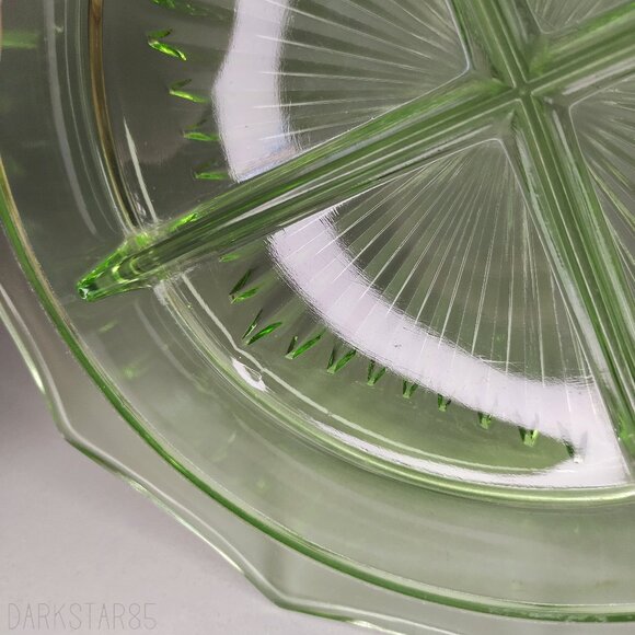 Vintage Depression Uranium Glass 12-Sided 4 Part Relish Dish - Picture 7 of 13